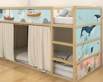 Sticker for IKEA KURA children's bed adhesive film furniture film sticker children's room bed underwater whale sea sea animals (without furniture) IKB510