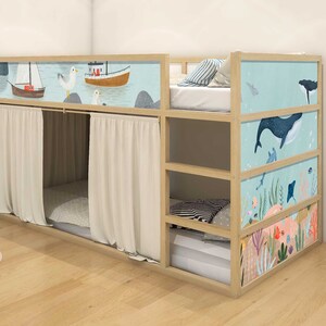 Sticker for IKEA KURA children's bed adhesive film furniture film sticker children's room bed underwater whale sea sea animals (without furniture) IKB510