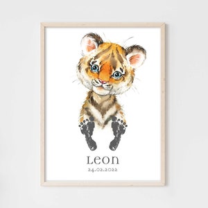 Baby Gift Personalized Poster Premium P734 / Baby Tiger / Children&#39;s Room Decoration Murals Pictures CANVAS Art Print Wall Art Footprint