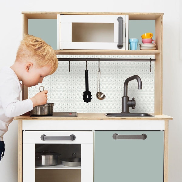 Aufkleber IKEA DUKTIG Kinderküche Spielküche Klebefolie Möbelfolie Sticker Kinderzimmer (Möbel nicht inklusive) Grün IKK-K706