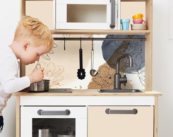 Adesivo IKEA DUKTIG Cucina per bambini Gioca cucina Foglio adesivo Foglio per mobili Adesivo Camera per bambini (senza mobili) Fiori Parete IKK-K703