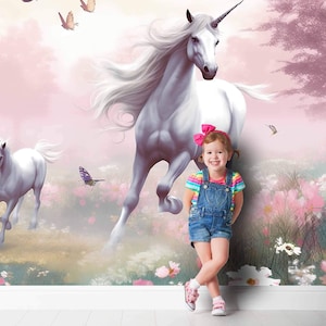 Adesivo murale bambini Unicorno con le ali rosa