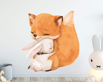 Rabbit and Fox Wall Decal V110 Children's Room Wall Sticker Sticker Sticker Mural