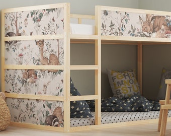 Sticker for IKEA KURA children&#39;s bed adhesive film furniture film sticker children&#39;s room bed sleeping forest animals (without furniture) IKB520