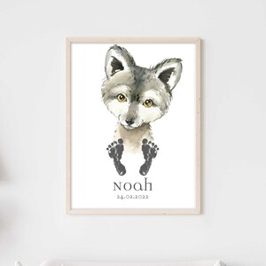 Regalo de bebé Póster personalizado Premium P747 / Baby Wolf / Decoración de la habitación de los niños Murales Imágenes CANVAS Arte Imprimir Huella de arte de pared