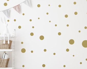 Kreise Set 120 Stück Wandtattoo für Babyzimmer V283 Aufkleber Sticker Kreis Wandaufkleber Kinderzimmer Punkte Dots Klebepunkte | GOLD