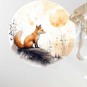 Fox wall sticker children&#39;s room wall sticker sticker moon round V436