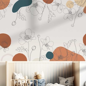 Blumen Tapete für das Kinderzimmer Fototapete Wandaufkleber Kindertapete Abstrakt Pflanzen Babyzimmer TP252