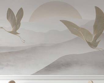 Stork Wallpaper for Children's Rooms - Mural Wall Decal Kids Wallpaper - Perfect for Baby Nursery TP206