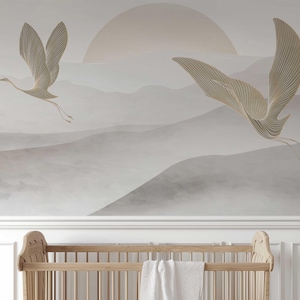 Storch Tapete für das Kinderzimmer Fototapete Wandaufkleber Kindertapete Himmel Vögel Babyzimmer TP206