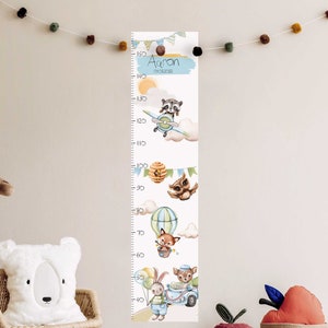 Wall Decal Measuring Bar Customizable Children's Room Forest Animals Sticker Tape Measure Sticker Wall Sticker Height Chart with Name ML105