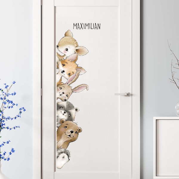 Adesivo porta Camera per bambini T104 Baby Deer Fox Rabbit Bear Hedgehog Raccoon Sticker Door Sticker Baby Room