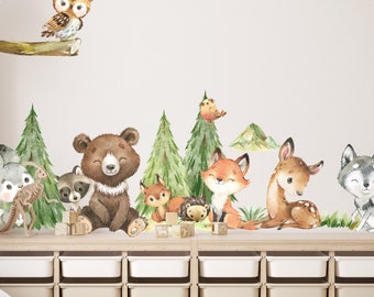 Sticker mural pépinière animaux de la forêt animaux sticker mural autocollant chambre bébé V410