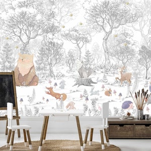 Woodland Wallpaper Wall Sticker Mural Nursery Kids Room Decor Decoration Babyroom TP153