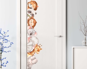 Door Sticker Nursery T108 Baby Giraffe Lion Elephant Hippo Monkey Koala Panda Sticker Door Sticker Sticker Baby Room