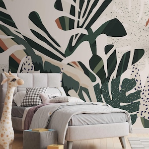 Große Blätter Tapete für das Kinderzimmer Fototapete Wandaufkleber Kindertapete Natur Dschungel Babyzimmer TP232