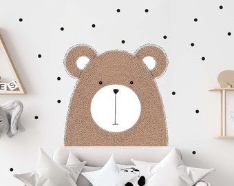 Bear V363 Wall Decal Children's Room Wall Sticker Sticker Sticker with Dots Teddy Bear Animal Head