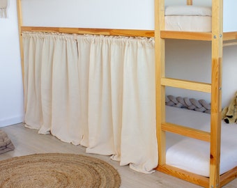Rideaux en mousseline / rideau pour IKEA Kura - 100% coton biologique - ajustement parfait pour lit mezzanine et lit plat - Kura Bed Hack - beige