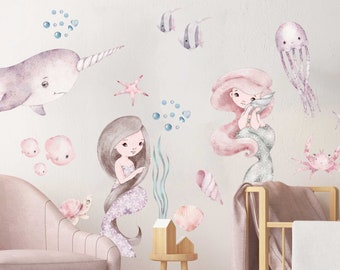 Mermaid V398 Wall sticker children's room wall sticker sticker underwater world