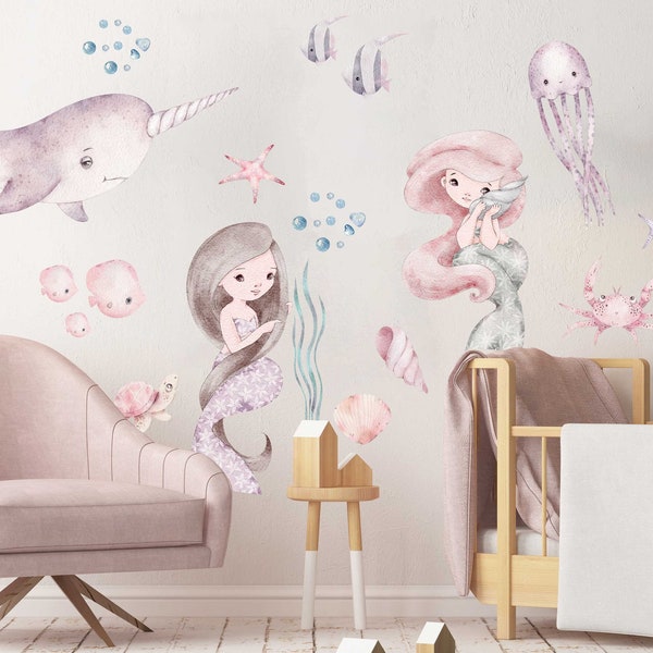 Mermaid V398 Wall Tattoo Children's Room Wall Sticker Sticker Decal Underwater World