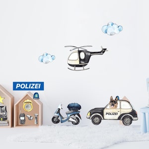Police & Helicopter Set Wall Sticker V339 Sticker Wall Decal Border Children&#39;s Room Wall Decoration Police Car Vehicle
