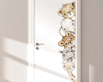 Door sticker children's room T101 Baby Giraffe Lion Elephant Hippopotamus Leopard Sticker Door Sticker Baby Room