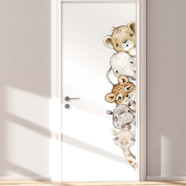 Türsticker Kinderzimmer T101 Baby Giraffe Löwe Elefant Nilpferd Leopard Sticker Tür Aufkleber Babyzimmer