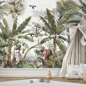 Jungle Wallpaper Wall Sticker Mural Nursery Kids Room Decor Decoration Baby Tiger TP110