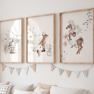 Wandbild 3er Poster Set P815 / Magischer Wald / Kinderzimmer Deko Wandbilder Bilder Woodland