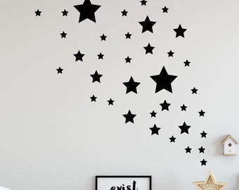 Autocollant mural avec étoiles pour chambre de bébé, autocollants muraux étoiles du ciel, chambre d'enfant en différentes couleurs | 36 pièces