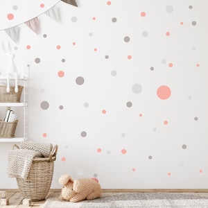 Circle Set 120pcs Wall Decal for Baby Room V283 Sticker Sticker Circle Wall Sticker Children&#39;s Room Dots Dots Adhesive Dots | PINK GREY