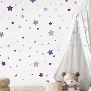 Star Sticker 94pcs Wall Decal for Baby Room V281 Sticker Starch Wall Sticker Children's Room Star Set | PURPLE