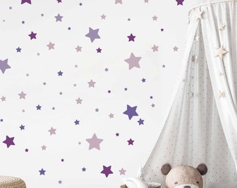 Star Sticker 94pcs Wall Decal for Baby Room V281 Sticker Starch Wall Sticker Children's Room Star Set | PURPLE