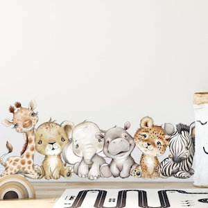 Wall Decal Children's Room V351 Baby Giraffe Lion Elephant Hippo Leopard Zebra Wall Sticker Sticker Sticker Baby Room