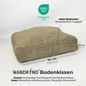 Corduroy vloerkussen voor kinderen Corduroy fluwelen zitkussen XL kussen - GROEN