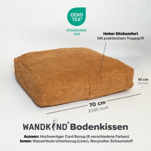 Corduroy vloerkussen voor kinderen Corduroy fluwelen zitkussen XL kussen - BRUIN