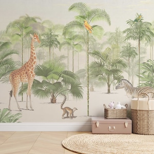 Carta da parati giungla safari per la cameretta dei bambini carta da parati fotografica giraffa zebra carta da parati per bambini cameretta TP172