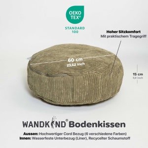 Corduroy vloerkussen rond voor kinderen corduroy fluwelen zitkussen XL kussen GROEN