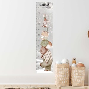 Muursticker hoogtemeter gepersonaliseerde kinderkamer bosdieren sticker meetlint sticker muursticker hoogtemeter met naam ML106