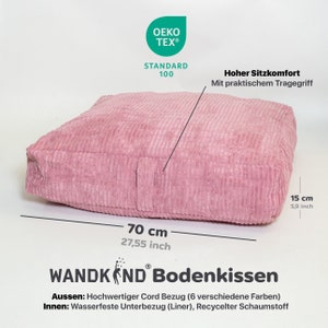 Corduroy vloerkussen voor kinderen Corduroy fluwelen zitkussen XL kussen - OUD ROZE