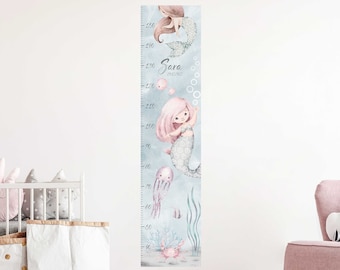 Wall Decal Measuring Stick Customizable with Name Nursery Mermaid Sticker Tape Measure Sticker Wall Sticker Height Chart ML107