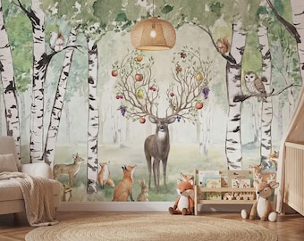Magical Forest Wallpaper for Children's Room, Photo Wallpaper, Wall Sticker, Children's Wallpaper, Forest, Baby Room TP267