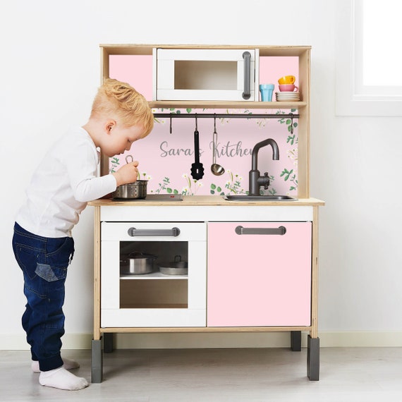 Adesivo IKEA DUKTIG cucina per bambini cucina giocattolo pellicola adesiva  per mobili pellicola adesiva personalizzata con nome mobili non inclusi  rosa IKK-K715 -  Italia