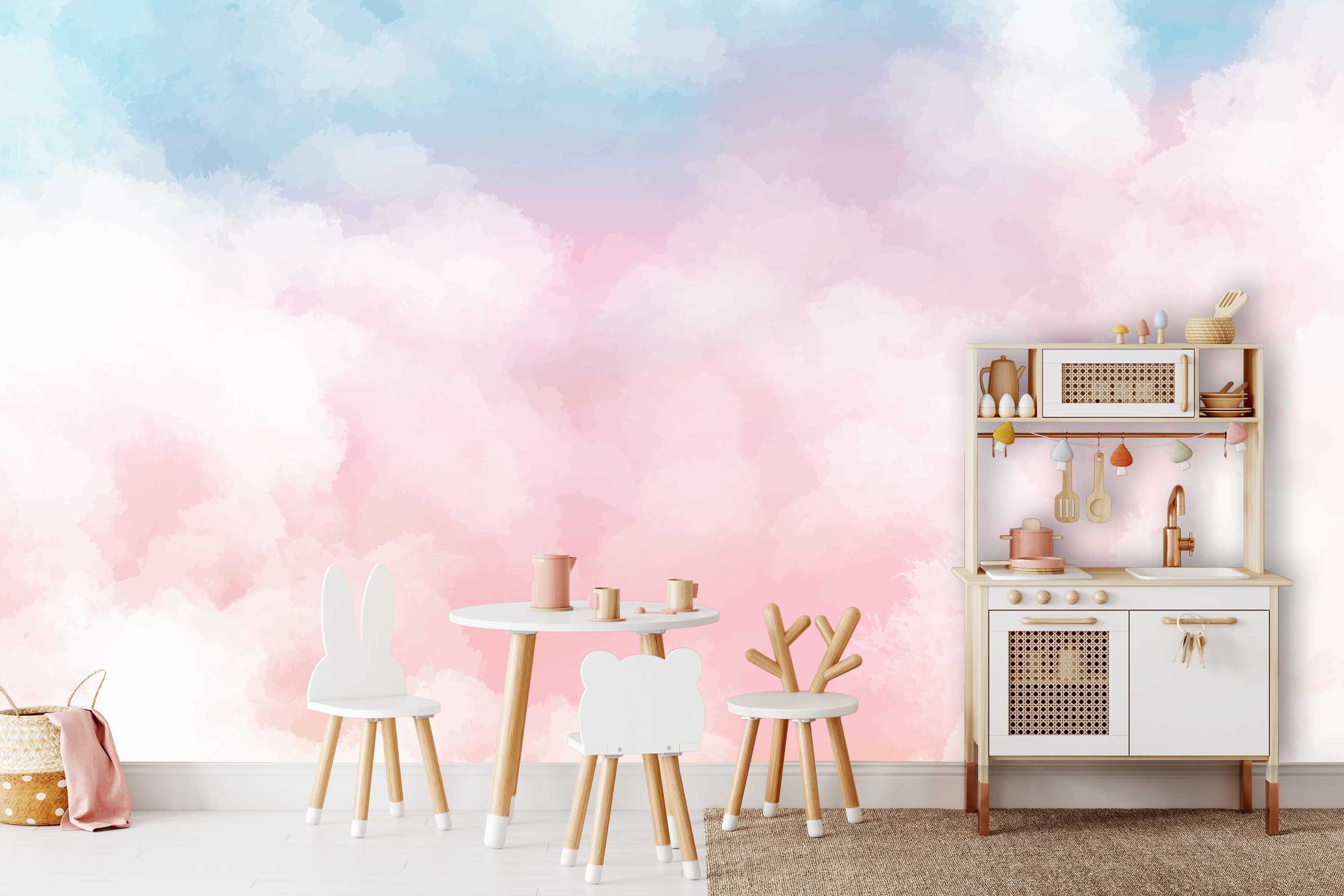 Pastel Clouds Sky Wallpaper Wall Sticker Mural Nursery Kids Room Decor ...