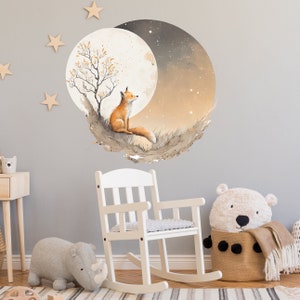 Autocollant mural renard chambre d'enfant autocollant mural lune ronde V411 image 3