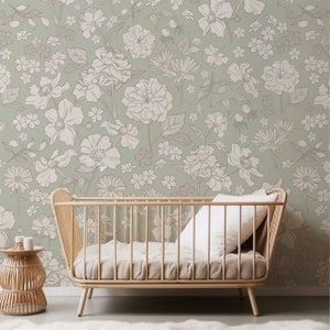 Weiße Blüten Tapete für das Kinderzimmer Fototapete Kindertapete Babyzimmer Floral Blumen TP169
