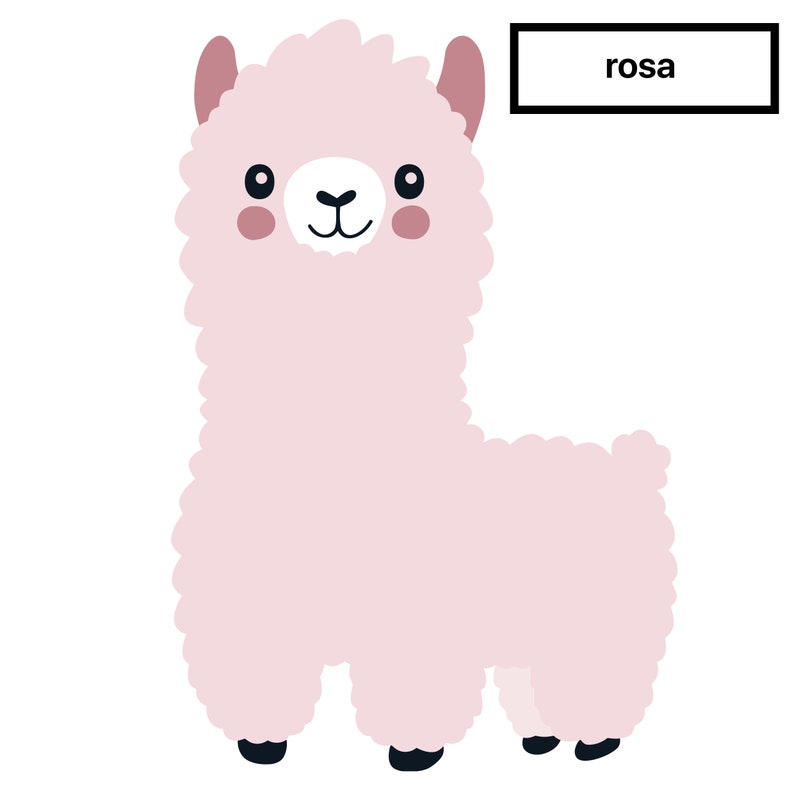 Baby LAMA Wall Sticker V102 Wall Sticker Decal Nursery Baby Room Animals Cute Alpaca Paka - available in many sizes Pink