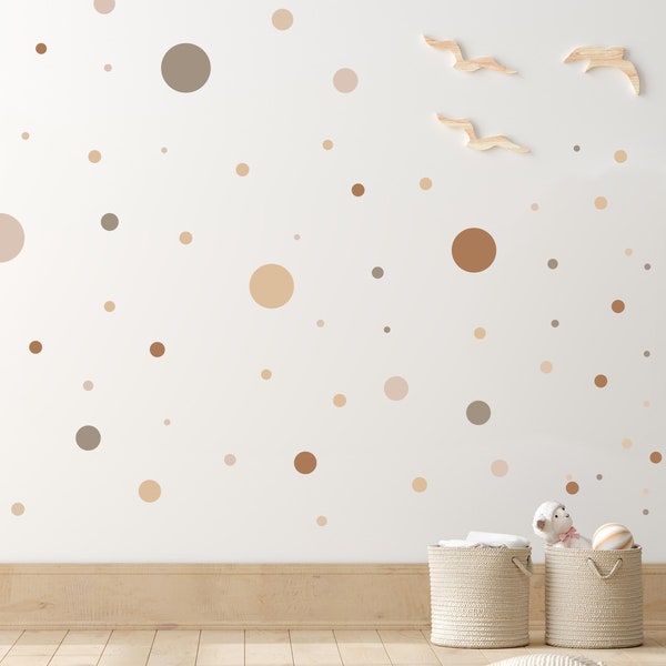 Circle Set 60 Pieces Wall Decal for Kids Room V336 Sticker Sticker Circle Wall Sticker Dots Dots Adhesive Dots | BEIGE CREAM