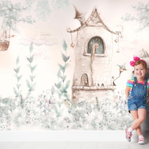 Carta da parati Principessa sulla torre per la cameretta dei bambini carta da parati per bambini foto carta da parati decorazione cameretta dei bambini TP163