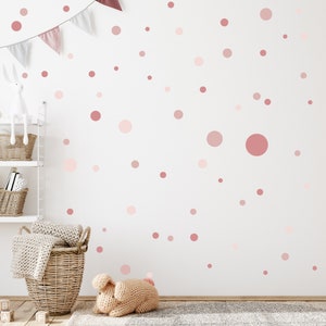Circle Set 120 Pieces Wall Decal for Baby Room V283 Sticker Sticker Circle Wall Sticker Children's Room Points Dots Adhesive Dots | ANTIQUE PINK